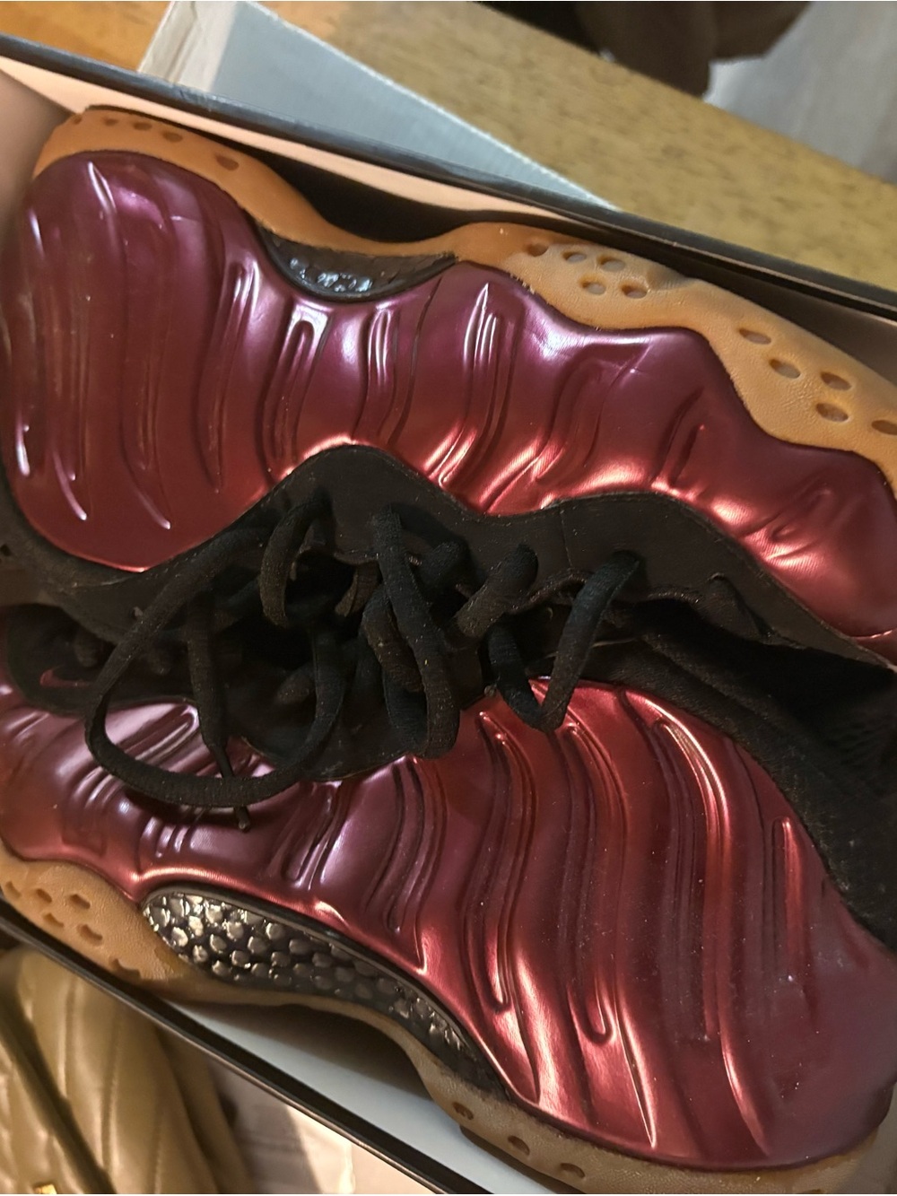 Metallic Burgundy Foam Runner Sneakers with Gum Sole